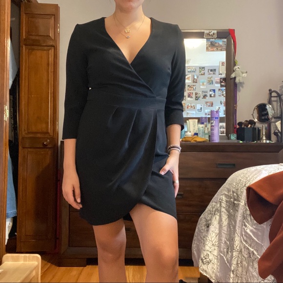 asos design mini dress with wrap skirt